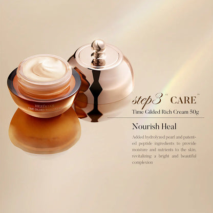 HEZEKIAH Time Gilded Radiance 3-Step Anti-Aging Firming Skincare Set - Moisturizer-Infused, Deeply Hydrates, Smooths Fine Lines, Boosts Skin Elasticity, Hydrate, Firming Set, for Women, Beauty Gift Sets