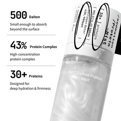 [Millimilli] 500 Dalton Collagen Peptide Complex Protein Mist, Korean Anti-Aging Firming Beauty Product, Hypoallergenic Plumping Self Care Gift for Women, Moisturize Hydrate for Fine Lines/Smile Lines/Loss of Elasticity, 1.86 Fl.Oz