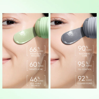 SKINTIFIC Mugwort &amp; Volcano Clay Stick Twin Combo - Glycolic Acid &amp; Salicylic Acid Exfoliating Duo - Gentle Non-Drying Clay Mask Sticks