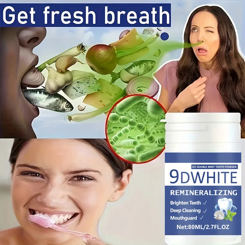 9D Purple Teeth Whitening Powder 80Ml Deep Cleaning Tooth Cleaning Powder, Fresh Breath Toothpaste Dental Care Products