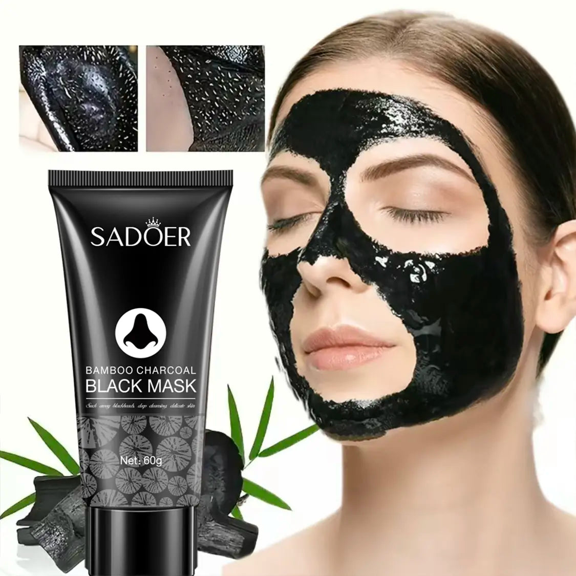 Blackhead Removal Peeling Mask Bamboo Charcoal Deep Pore Cleansing for Face &amp; Nose 60Ml Gentle Exfoliation Flawless Clear Comfort Facial Daily Skin Repair