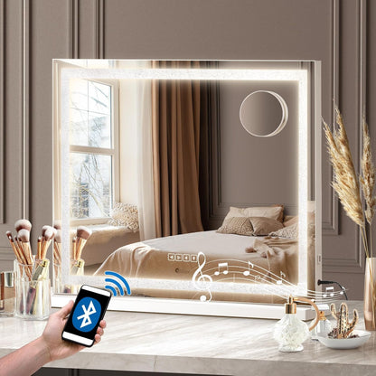 Hollywood Mirror Dimmable LED Bluetooth USB 10X Mag 58X49Cm