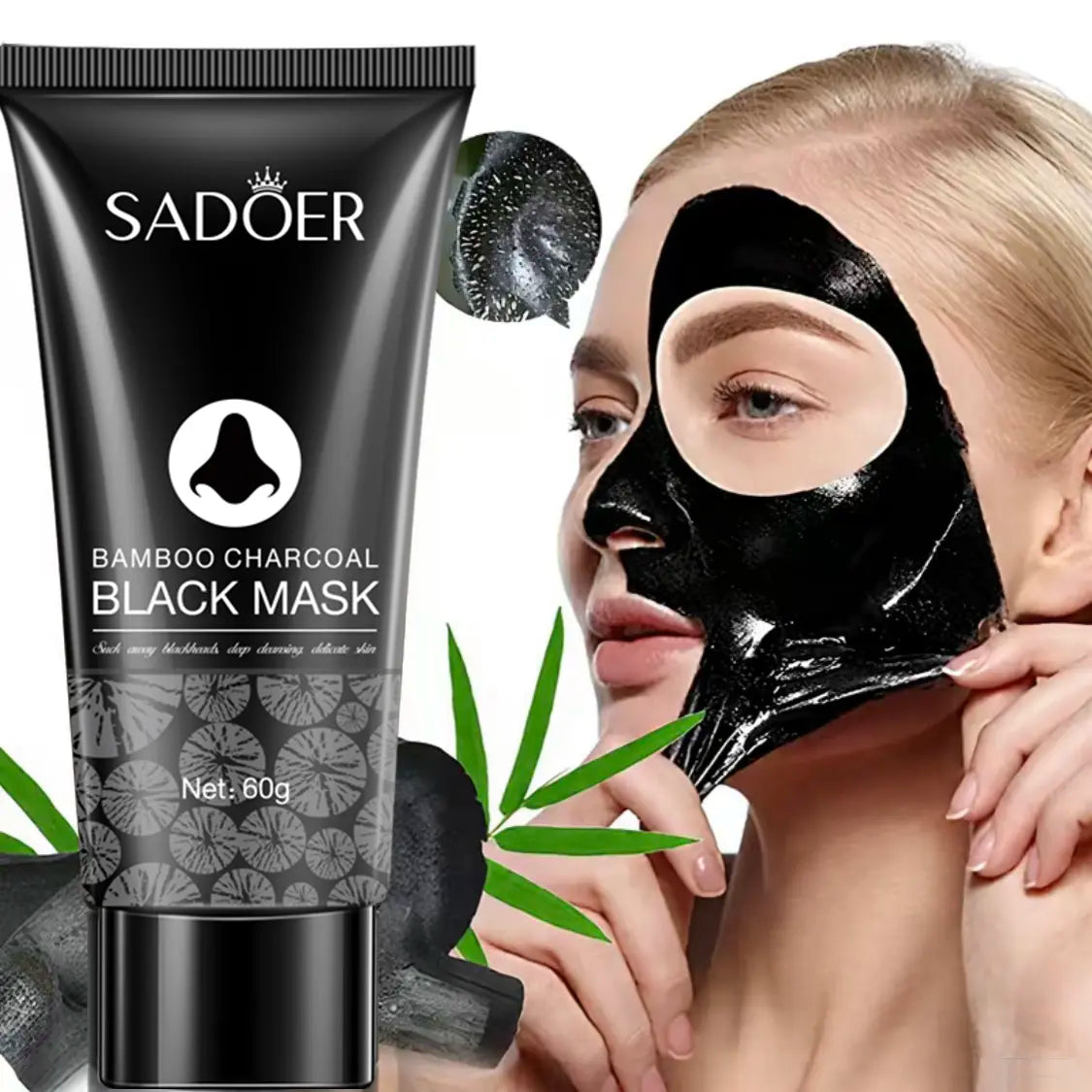 Blackhead Removal Peeling Mask Bamboo Charcoal Deep Pore Cleansing for Face &amp; Nose 60Ml Gentle Exfoliation Flawless Clear Comfort Facial Daily Skin Repair