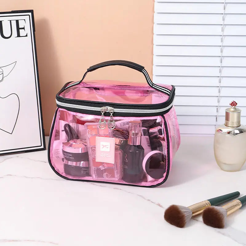 Luxury Retro Travel Organizer Bag - Waterproof Transparent Large-Capacity Home Storage Bag for Toiletries &amp; Cosmetics