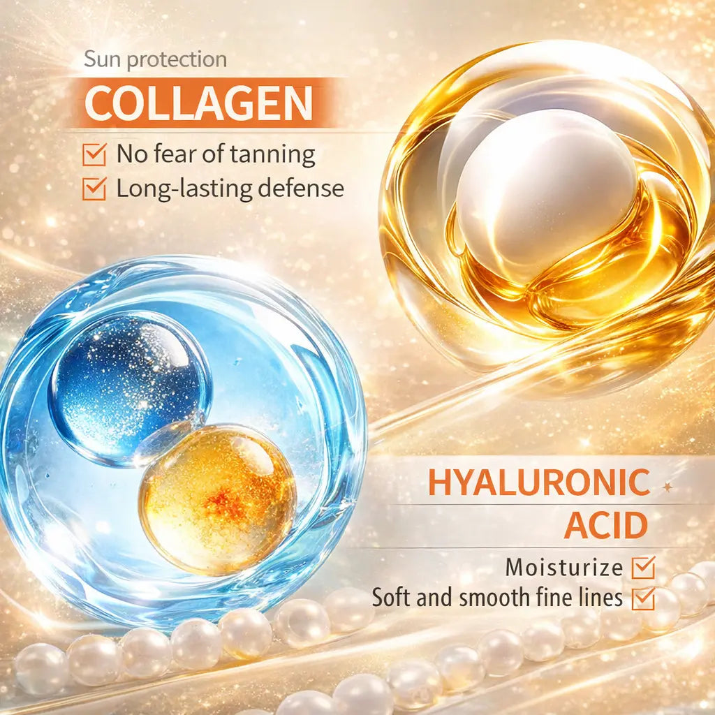 Collagen &amp; Hyaluronic Acid Liquid Sunscreen SPF50+ for Adults - 2-In-1 UV Protection &amp; Moisturizing Sunscreen for Face, Daily Use &amp; Outdoor Activities, Facial, Any, Hydrating, 50Ml, 100G, Self Care Products, Lightweight Gel