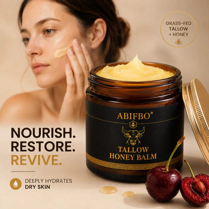 Grass-Fed Beef Tallow Cream with Raw Honey, Deep Moisturizer for Dry Sensitive Skin, Nourishing Face &amp; Body Cream, Natural Clean Skincare for Soft Smooth Skin