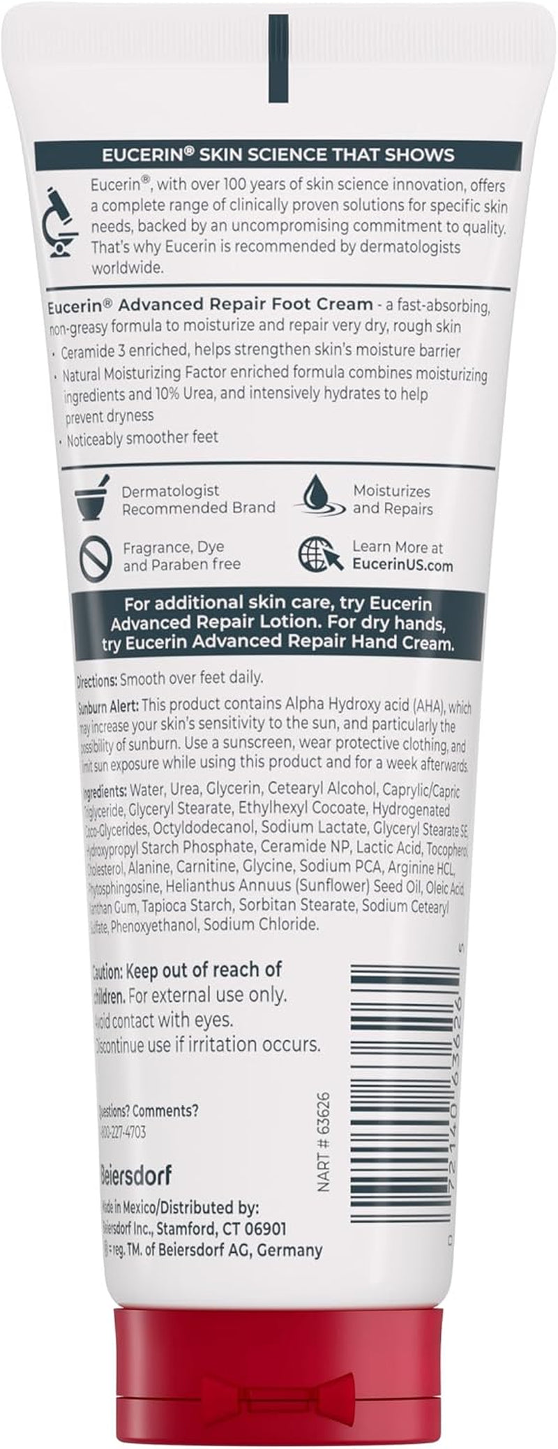 Advanced Repair Foot Cream with Urea, Mulitpack, 3 X 3 OZ | Fragrance Free Foot Cream for Dry Feet, with Urea, Ceramide and NMF, Repairs Rough Skin, Smoother Feet and Heels, Travel Size