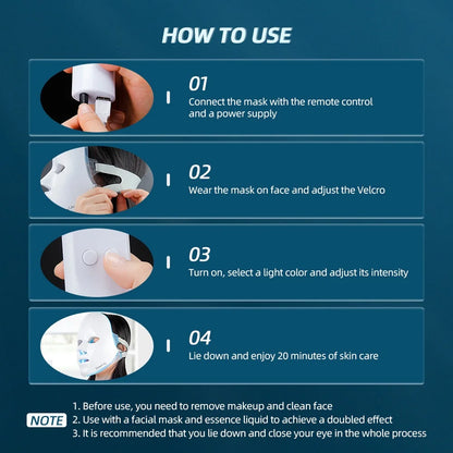Minimalism 7 Colors LED Facial Mask Photon Therapy Anti-Acne Wrinkle Removal Skin Rejuvenation Face Skin Care Tools